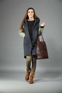 Płaszcz damski, bluza długa damska, szary trencz