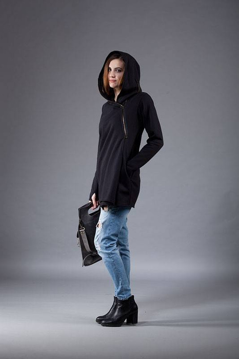 Bluza czarna , gotycki styl, płaszcz czarny damski