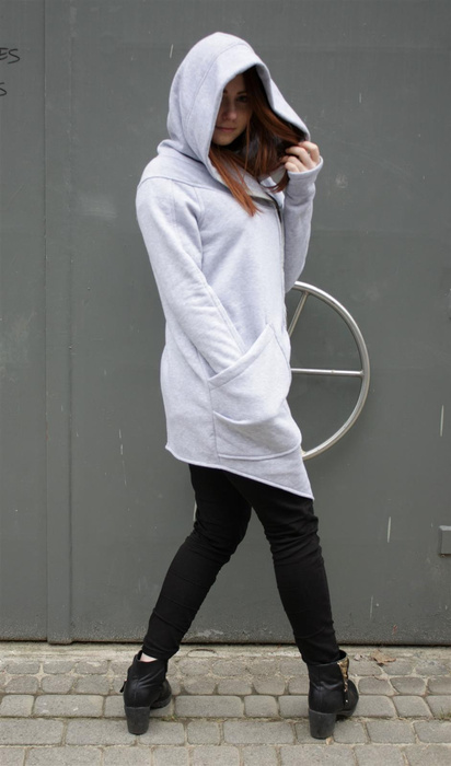 Bluza bawełniana damska zamek na skos , Bluza z kapturem, Polski producent, płaszcz damski luźny