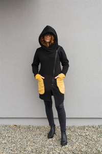 Bluza z kapturem, Asymetryczna bluza, Odzież Plus Size, Bluza z zamkiem Handmade, Polski producent