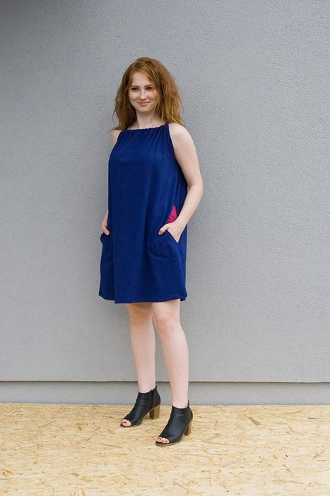 Sukienka na ramiączkach,sukienki letnie, luźna sukienka chabrowa