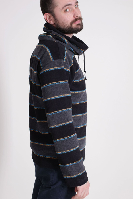 Sweter bluza męska w paski z wysoką stójką , luźny krój męskiego swetra