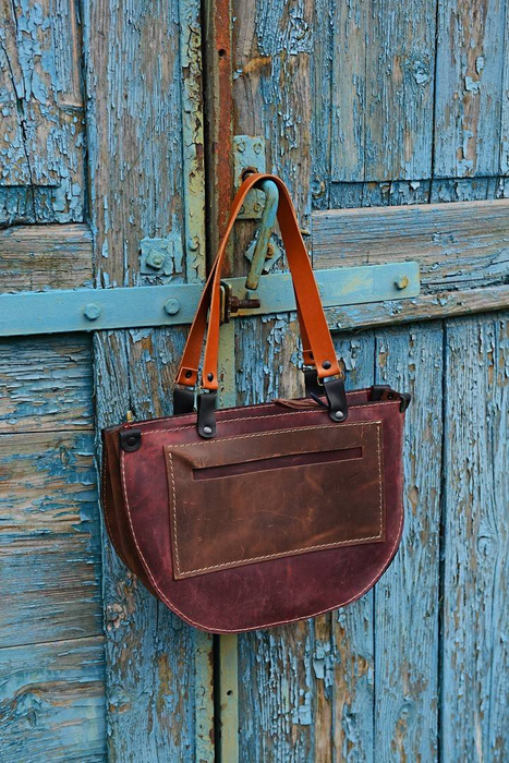 Torebka skórzana ręcznie robiona bordowa torebka