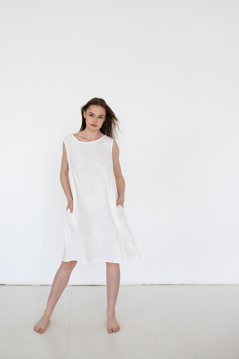 sukienka letnia lniana , len polski, polska produkcja manufaktura