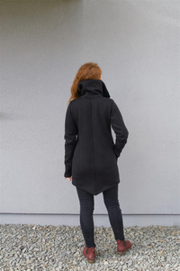 Bluza  asmyczna czarna, czarna bawełana bluza na zamek ze stójką 