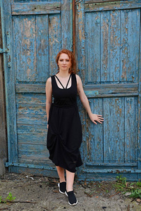 Długa Sukienka na ramiączkach, czarna sukienka gotycka , sukienka midi 