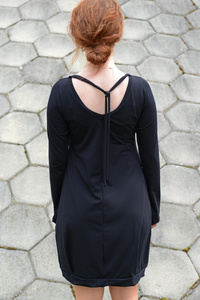 Sukienka bombka bawełniana, mała czarna lużna sukienka 