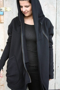 Czarna bluza damska, płaszcz damski luźny, duże rozmiary , asymetryczna bluza damska