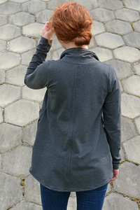 Gray Women Sweatshirt, Sweatshirt Cardigan, Wrap Cardigan, Plus Size Clothing, Zipped Sweatshirt,Asymmetrical Cardigan,Minimalist Sweatshirt