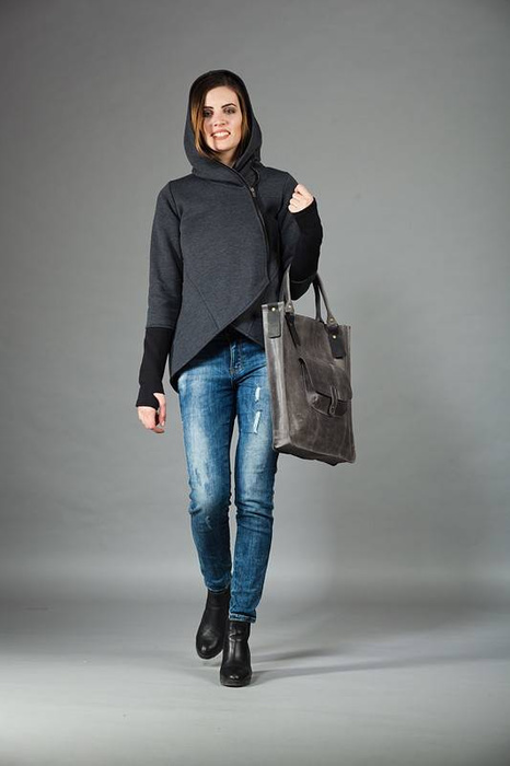 Bluza z kapturem Basa, futurystyczna odzież, asymetryczna bluza z kapturem, damska kurtka z kapturem, odzież Cyberpunk, kurtka sweterkowa,