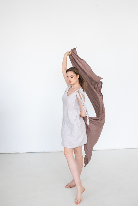 sukienka lniana regulowane ramiączka, luźna ,polski len, polski desing, lniana sukienka hand made