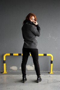 Bluza damska  z wysokim kołnierzem, stójką, szara długa bluza , bluza z dużymi kieszeniami, bawełniana bluza damska