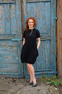 Sukienka bombka bawełniana, sukienka z kieszeniami , mała czarna