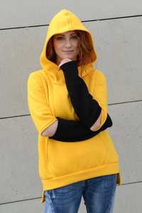 Bluza damska zolta , kangurek damski, bluza z kapturem