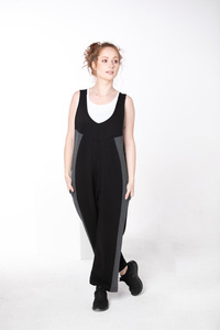 Spodnie damskie,ogrodniczki czarne, dzianinowe spodnie, szwedy  bawełniane