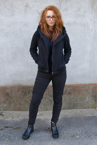 Kurtka czarna , Bluza bawełniana, ramoneska czarna z wielkim kapturem cyber kaptur, gotycki styl,