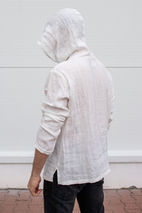 Koszulka męska z lnu, koszula lniana, bluza męska z lnu, lniana tunika męska z lnu polskiego, biała koszula lniana, polski produkt lniany 