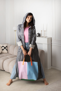 Duża torba kolorowa , torba plażowa, skórzana torebka , pastelowe kolory 