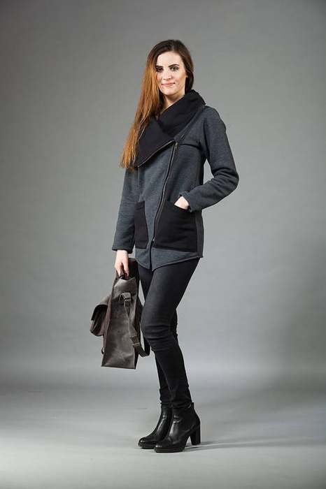 Bluza asymetryczna , bluza na zamek , kurtka asymetryczna