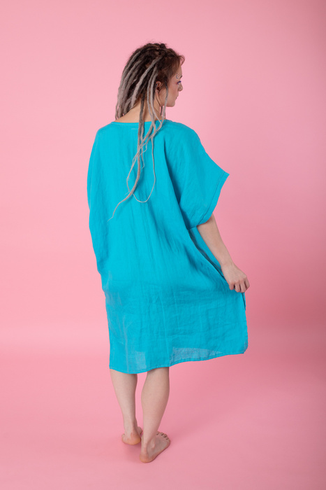 Sukienka plazowa, tunika lniana luźna.polski len, polska produkcja, polski producent, sukienka luźna z lnu