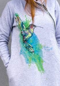 Basanti bluza ręcznie malowana, szara