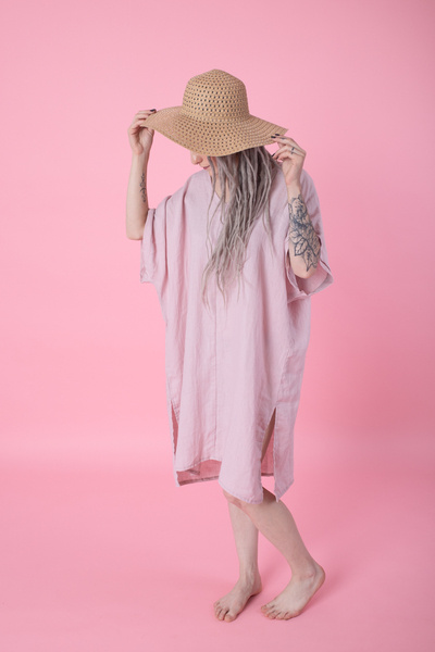 Sukienka plazowa, tunika lniana luźna.polski len, polska produkcja, polski producent,  sukienka luźna z lnu