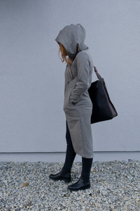 Płaszcz długi bawełniany khaki, Polski projektant, Polska bawełna, Rękodziało