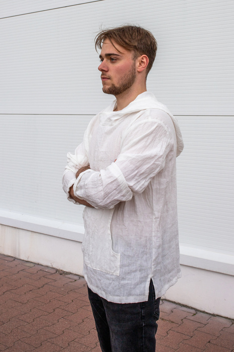 Koszulka męska z lnu, koszula lniana, bluza męska z lnu, lniana tunika męska z lnu polskiego, biała koszula lniana, polski produkt lniany