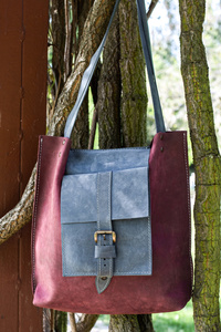 Torba bordowa duża skórzana torba na ramię, ręcznie robiona torba skórzana