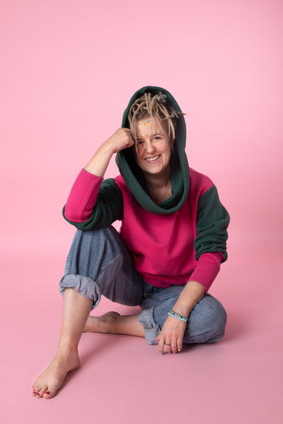 Bluza luźna wygodna z kieszeniami, długa oversize bluza damska , różowa bluza damska