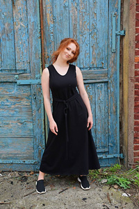 Długa Sukienka na ramiączkach, sukienka do kostek , bawełniana letnia sukienka, gotycki styl