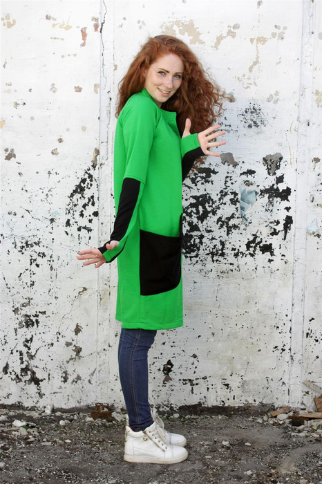 Bluza damska długa bez zapięcia, duże kieszenie, luźny fason