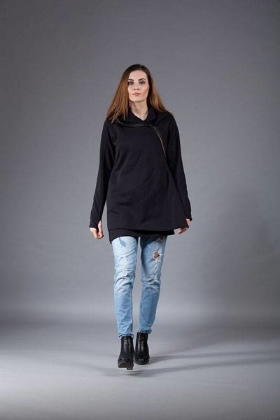 Bluza czarna , gotycki styl, płaszcz czarny damski