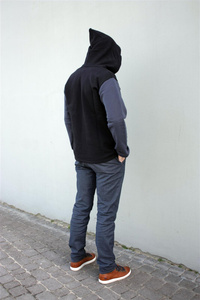 Bluza męska typu kangur, męska bluza z dużą kieszenią , czarna męska bluza z dużym kapturem