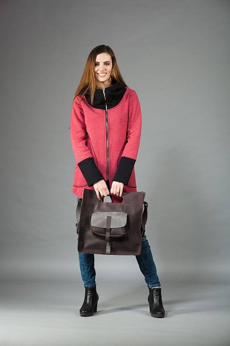 Bluza damska kangurek, Bluza na zamek , długa bluza z kieszeniami