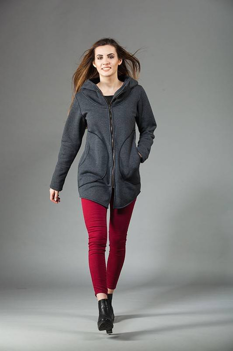 Bluza z kapturem, Bluza, Odzież Plus Size, Bluza z zamkiem błyskawicznym, Bluza zimowa, Długi rękaw