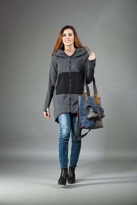 Bluza asymetryczna Bluza Bawełniana z kapturem, Bluza duże rozmiary