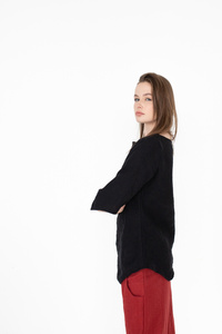  bluzka lniana ,tunika lniana, koszulka lniana, polski len z certyfikatem ,  czarny len,100% len,  miękki kreszowany, polska marka