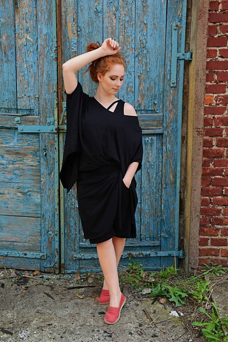 Tunika asymetryczna, oversize tunika, koszula czarna