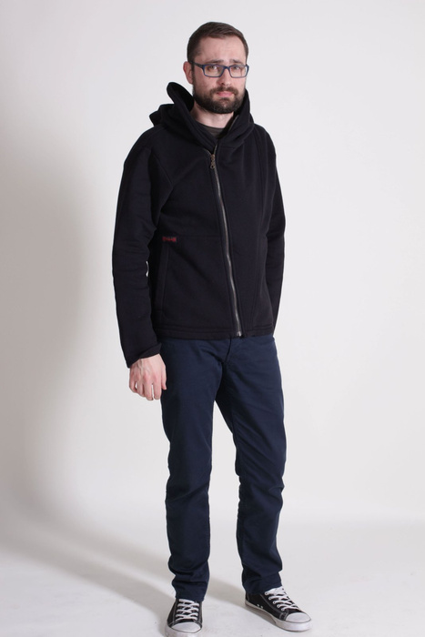 Bluza męska, męska bluza krótka z kapturem, kangurek męski, dresowa bluza męska czarna z dużym kapturem