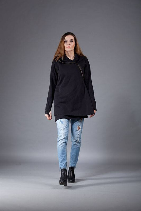 Bluza czarna , gotycki styl, płaszcz czarny damski