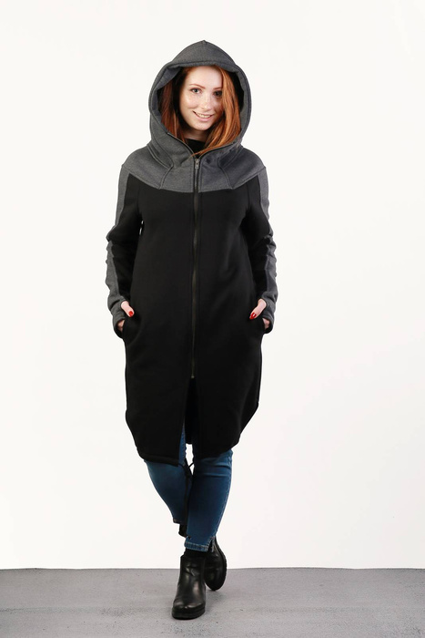 Płaszczyk bluza bawełniana z kapturem, bluza czarna