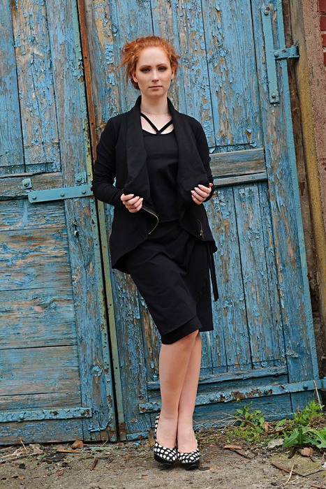 Marynarka czarna, czarna bluza na zamek, elegancki żakiet