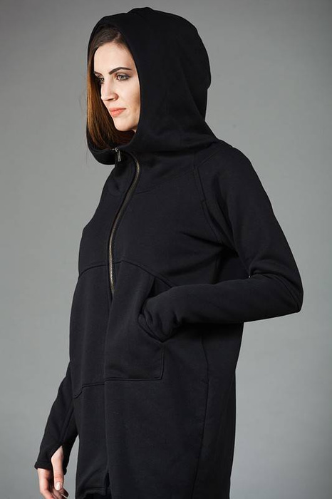 Bluza na zamek, Handmade, Ciepła bluza dłuższy tył, szerokie biodra