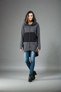 Bluza asymetryczna Bluza Bawełniana z kapturem, Bluza duże rozmiary