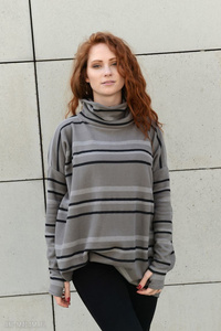 Sweter bawełniany damski, bluza w paski, szeroki luźny sweter bawełniany 