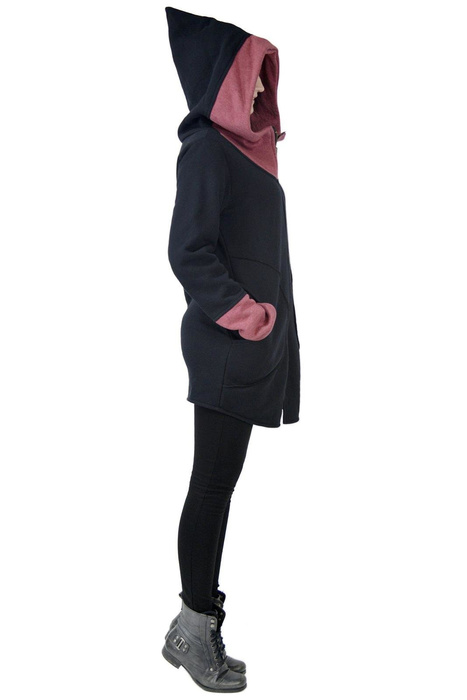 Damska Bluza, Czarna Bluza damska , Długa Bluza z kieszeniami , Bluza z kapturem, Odzież Plus Size, CyberPank, Manufaktura