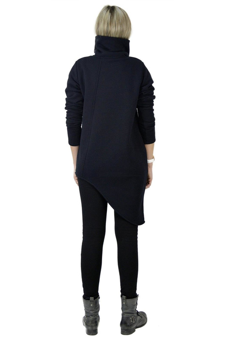 Bluza czarna asymetryczna ze stójką , damska marynarka na zamek