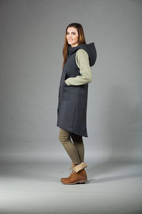 Płaszcz damski, bluza długa damska, szary trencz