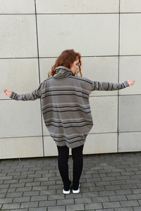 Sweter bawełniany damski, bluza w paski, szeroki luźny sweter bawełniany 